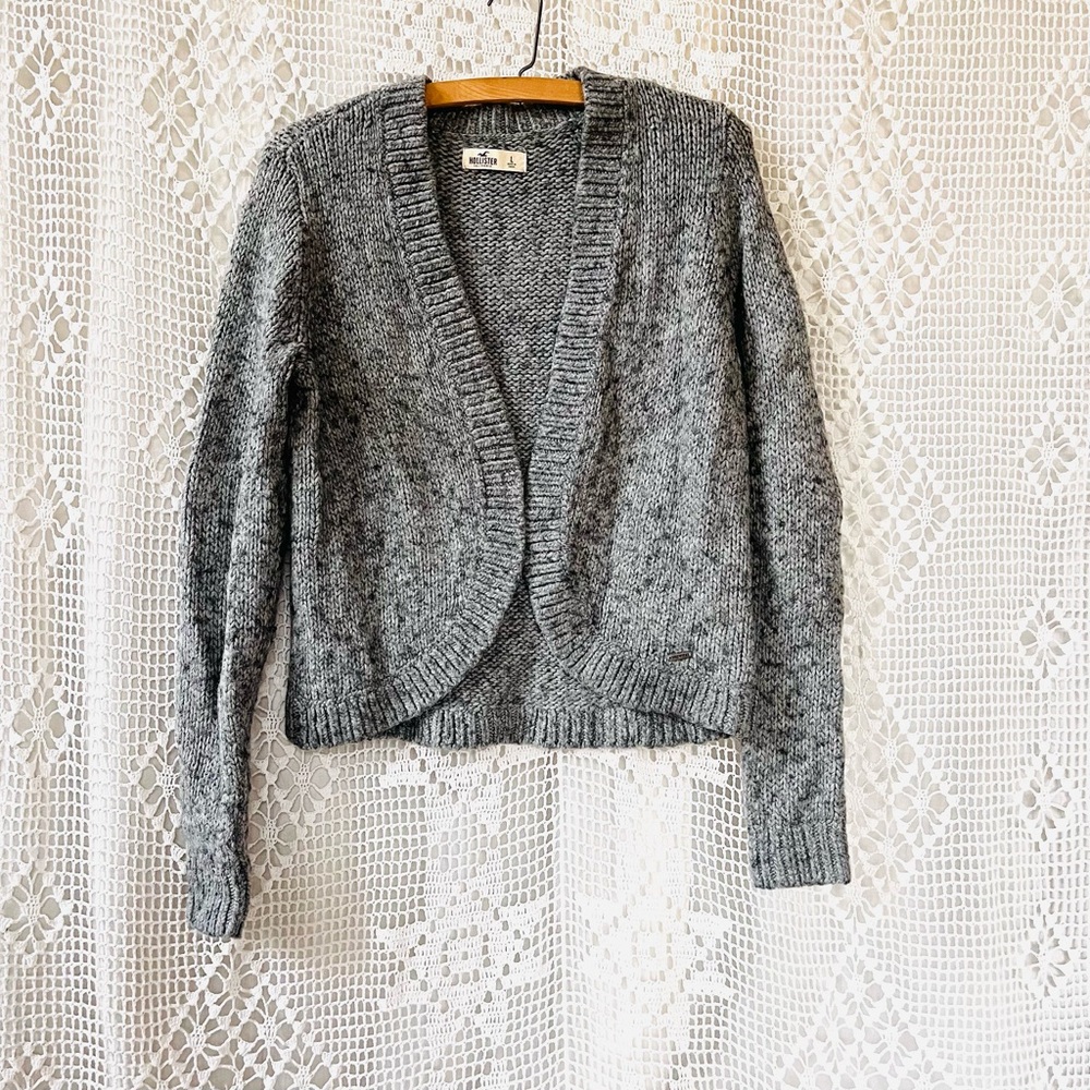 🌸 Hollister Wool Blend Grey Knit Women's Cardigan